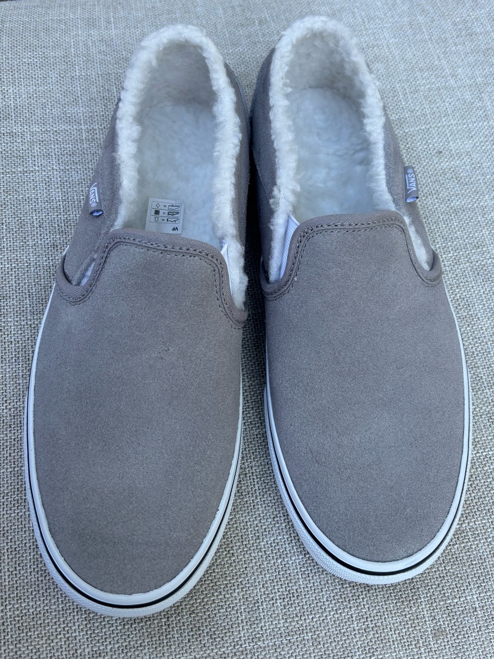 Vans Asher Suede faux Sherpa Drizzle Gray Slip On Shoes New womens 7.5 NWT